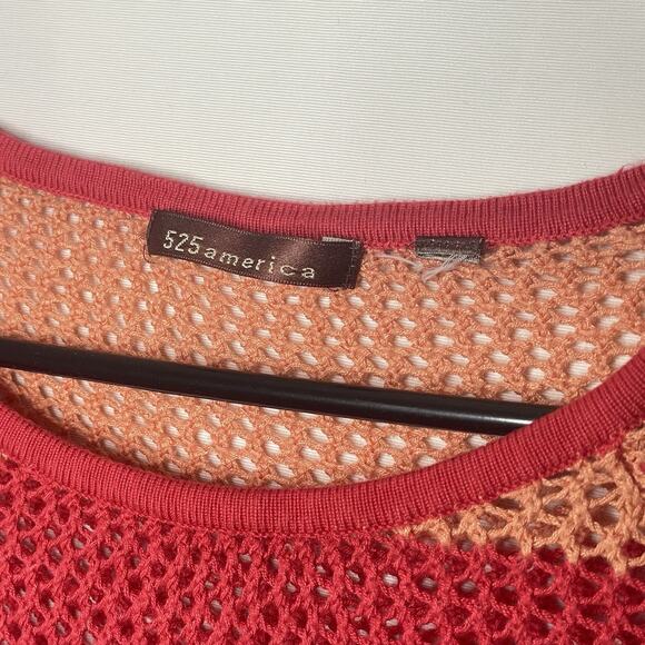 525 America Mesh Sweater M Open Knit Stripe Lightweight Retro Coastal - Picture 3 of 7